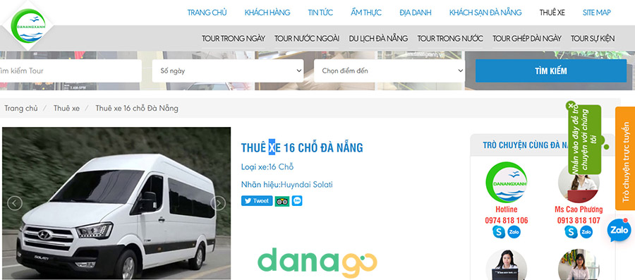 dịch vụ cho thuê xe đà nẵng xanh