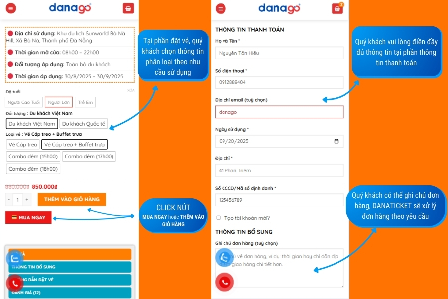 Hướng dẫn đặt vé Bà Nà Hills online Hướng dẫn đặt vé Bà Nà Hills online